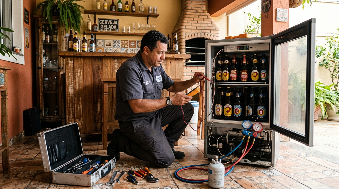 Recarga de gás refrigerante de cervejeira em Mogi das Cruzes‑SP